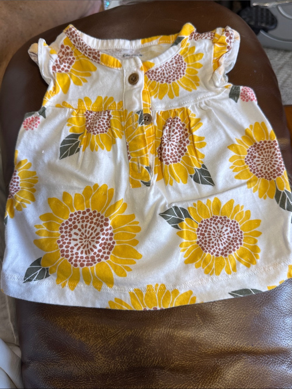 Carter's White and Yellow Sunflower Button-Front Tank